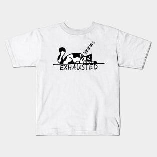 exhausted cat drawing cute sleeping Kids T-Shirt